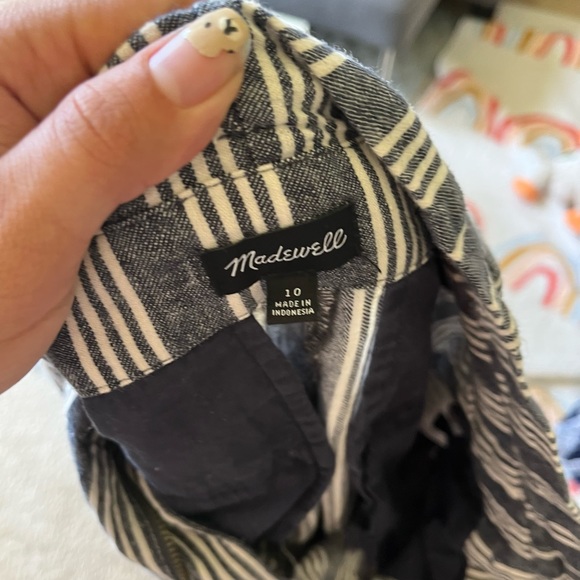 Madewell indigo stripe cropped paperbag pants 10 - Picture 3 of 3